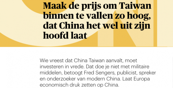 Opinie: Wie oorlog om Taiwan vreest, moet investeren in vrede